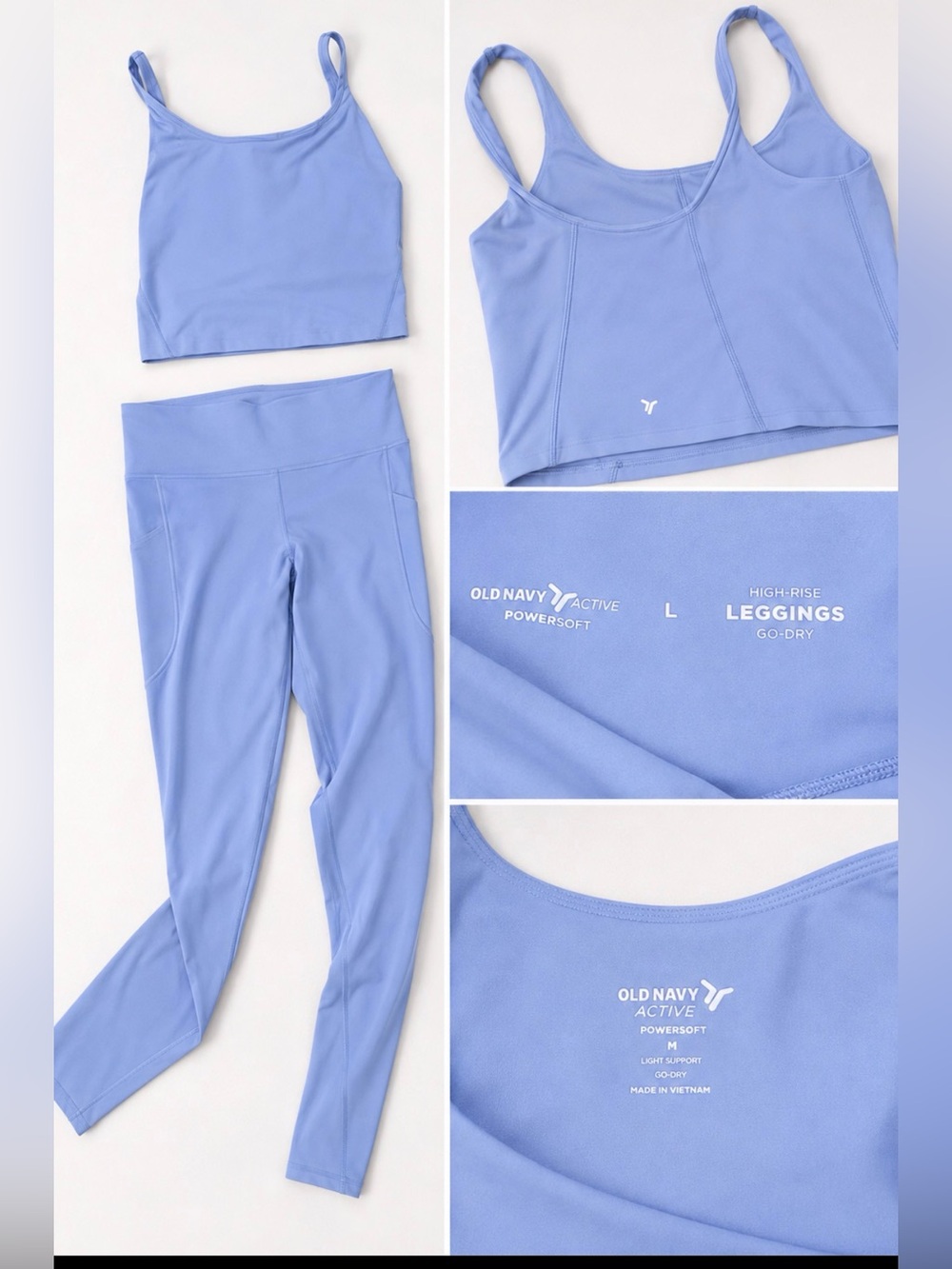 Old Navy Active Powersoft Blue Leggings & Crop Top Set M/L